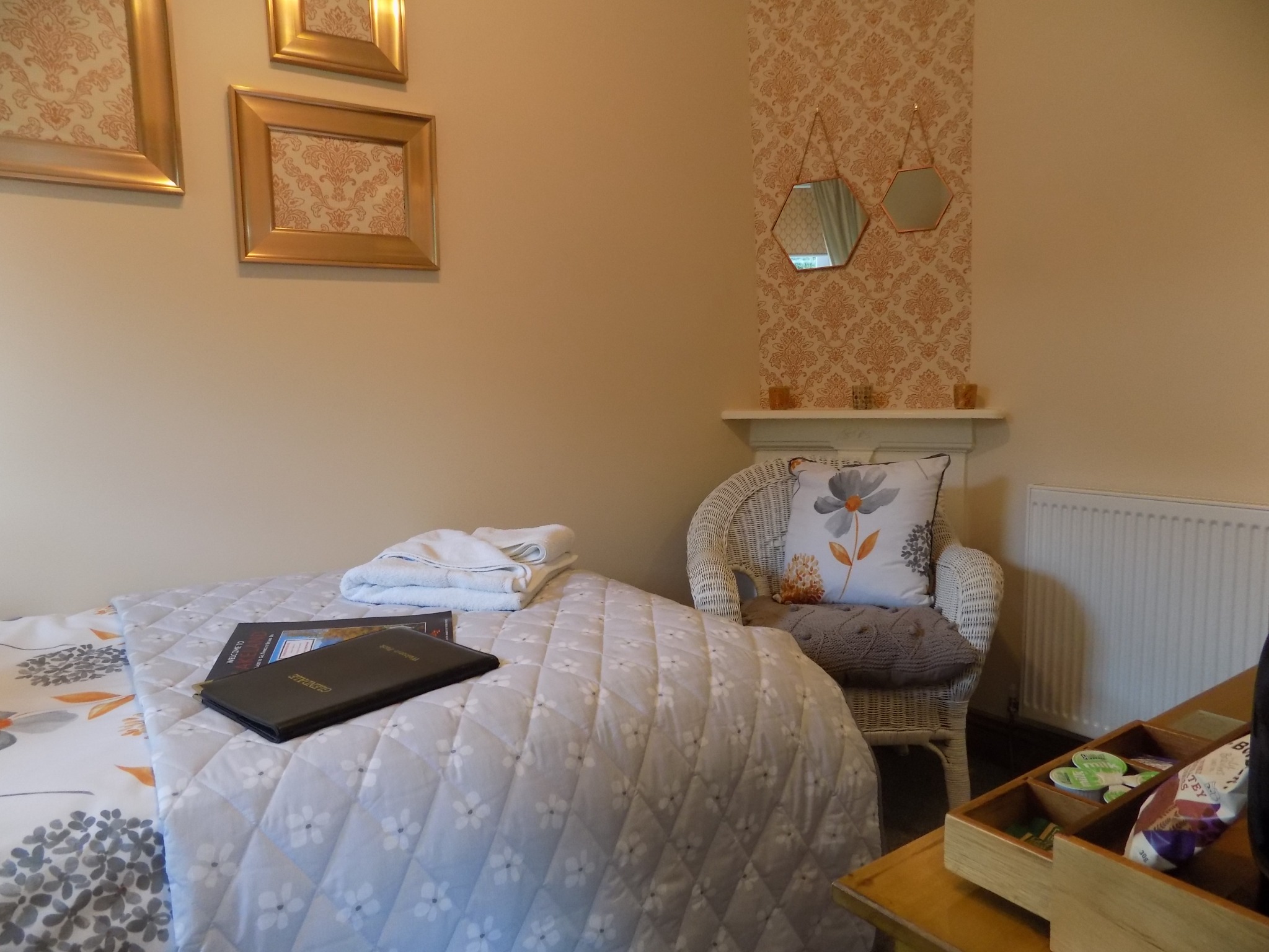 Coral single room prepared for a guest